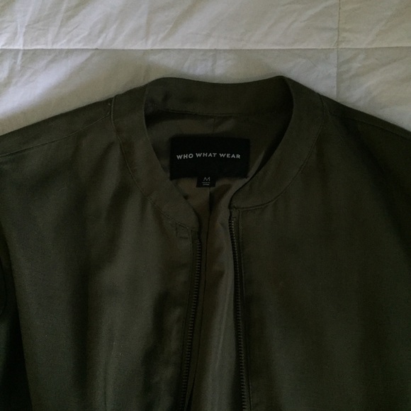 Olive Green Bomber Zip up Jacket - Picture 6 of 8